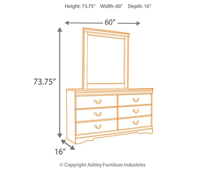 Huey Vineyard Queen Sleigh Headboard Bed with Mirrored Dresser