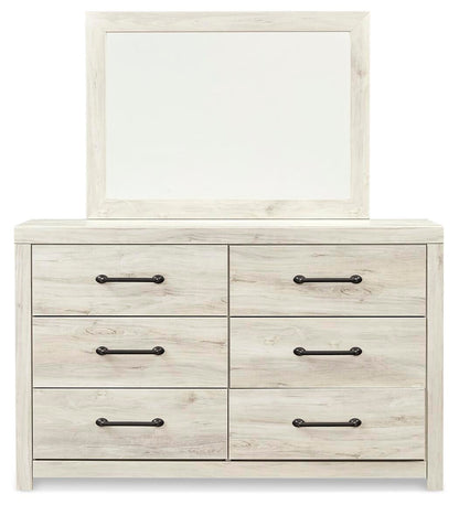 Cambeck Twin Panel Bed with Mirrored Dresser