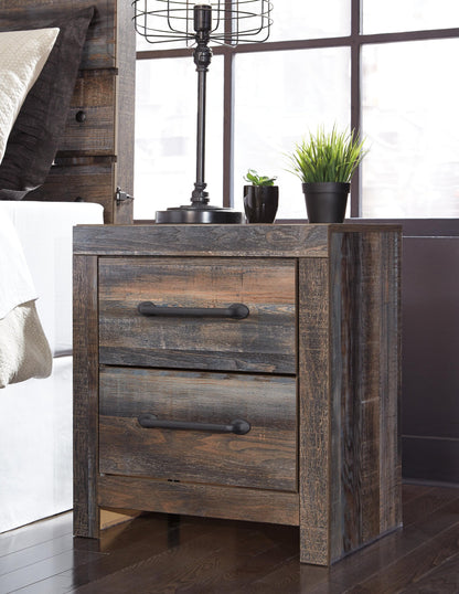 Drystan Queen Panel Bed with 2 Storage Drawers, Dresser, Mirror, Chest and Nightstand