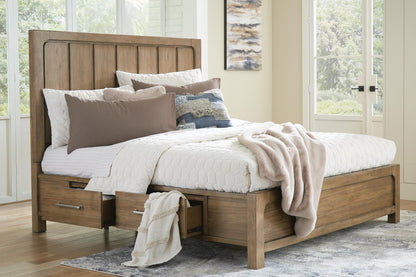 Cabalynn King Panel Bed with Storage with Mirrored Dresser, Chest and Nightstand