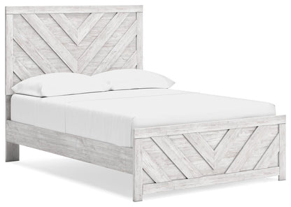 Cayboni Full Panel Bed with Mirrored Dresser