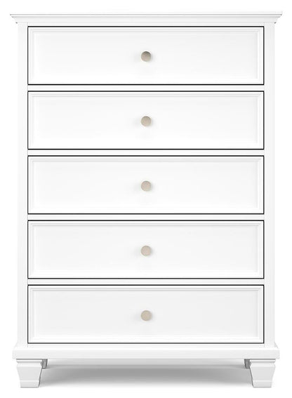 Fortman California King Panel Bed with Mirrored Dresser, Chest and Nightstand