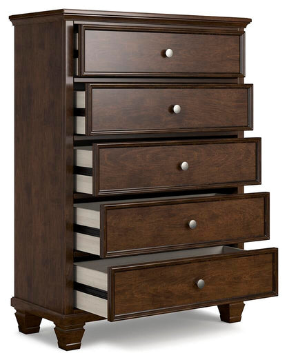 Danabrin Full Panel Bed with Mirrored Dresser, Chest and Nightstand