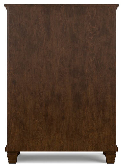 Danabrin Full Panel Bed with Mirrored Dresser, Chest and Nightstand