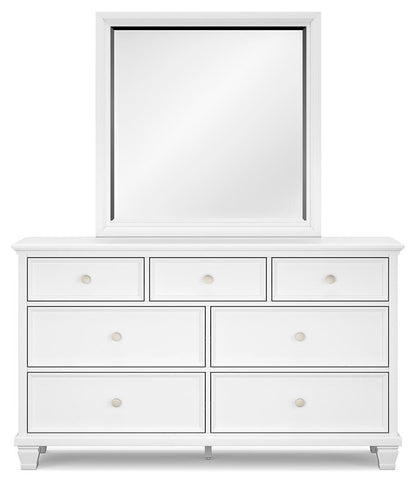 Fortman California King Panel Bed with Mirrored Dresser