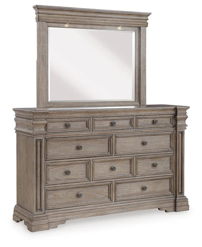 Blairhurst California King Panel Bed with Mirrored Dresser