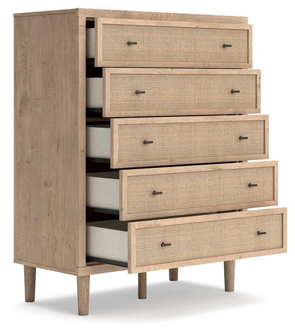 Cielden Full Panel Bed with Mirrored Dresser, Chest and Nightstand