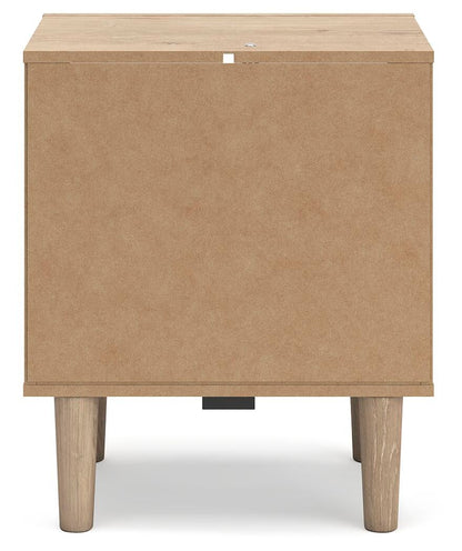 Cielden Full Upholstered Panel Bed with Mirrored Dresser and Nightstand