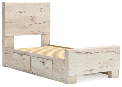 Lawroy Twin Panel Bed with Storage, Dresser and Mirror
