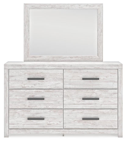 Cayboni Twin Panel Bed with Mirrored Dresser