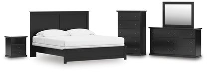 Maribel King Panel Bed, Dresser, Mirror, Chest and Nightstand
