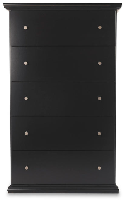 Maribel King Panel Bed, Dresser, Mirror, Chest and Nightstand