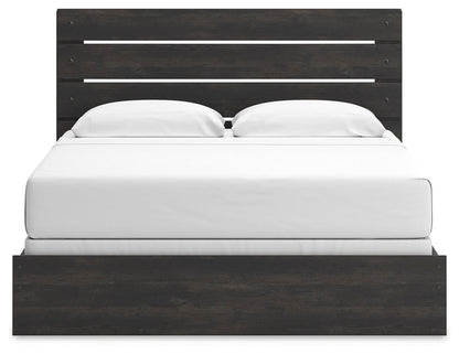Delmorta King Panel Bed, Dresser, Mirror, Chest and Nightstand