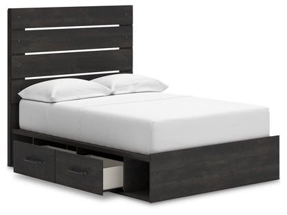 Delmorta Full Panel Storage Bed, Dresser and Mirror