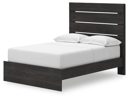 Delmorta Full Panel Storage Bed, Dresser and Mirror