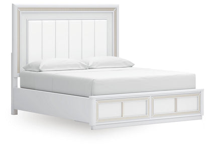 Chalanna California King Upholstered Storage Bed, Dresser, Mirror, Chest and Nightstand