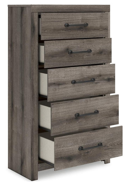 Urbanoore Full Panel Bed, Dresser, Mirror, Chest and Nightstand
