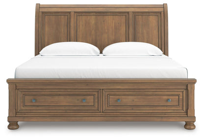 Vandenmore King Storage Sleigh Bed with Mirrored Dresser