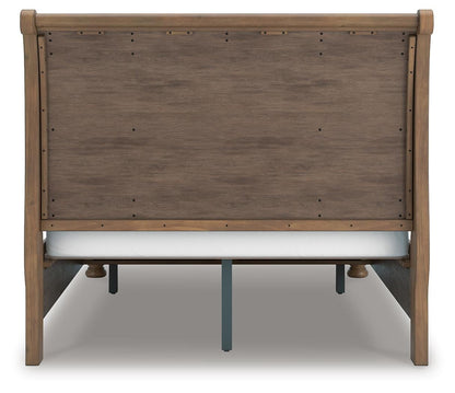 Vandenmore Queen Storage Sleigh Bed with Mirrored Dresser, Chest and Nightstand