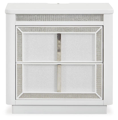Chalanna King Upholstered Storage Bed, Dresser, Mirror and Nightstand