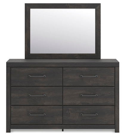 Delmorta Full Panel Bed, Dresser, Mirror, Chest and Nightstand