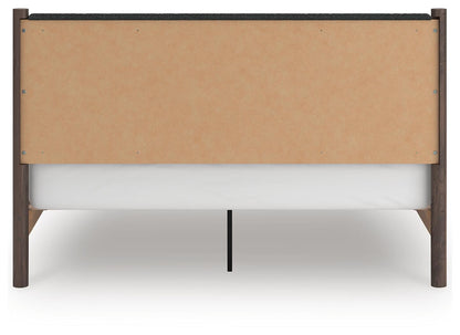 Cadmori King Upholstered Panel Platform Bed, Dresser, Mirror and Nightstand