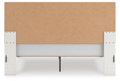 Birmonton King Upholstered Panel Platform Bed, Dresser and Mirror