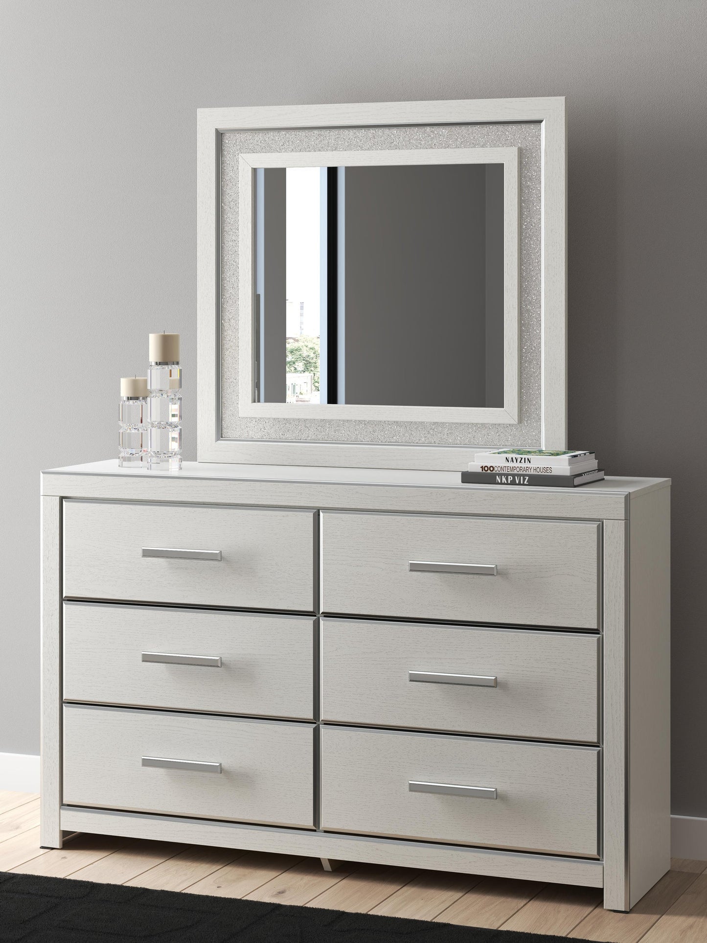 Birmonton Queen Upholstered Panel Bed, Dresser, Mirror and Nightstand