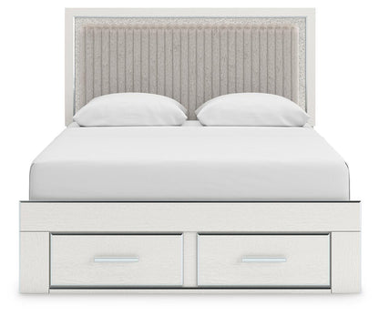 Birmonton Queen Upholstered Panel Platform Storage Bed, Dresser, Mirror and Nightstand