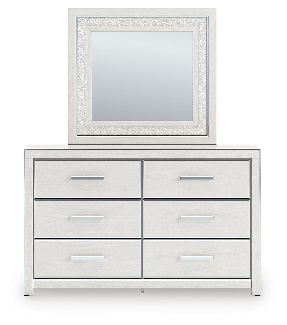 Birmonton Queen Upholstered Panel Platform Bed, Dresser, Mirror, Chest and Nightstand