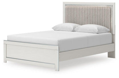 Birmonton Queen Upholstered Panel Platform Bed, Dresser, Mirror, Chest and Nightstand