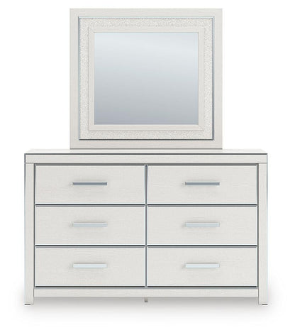 Birmonton Queen Upholstered Panel Platform Bed, Dresser and Mirror