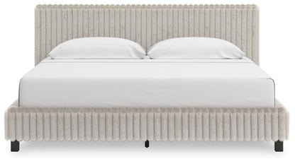 Birmonton King Upholstered Bed, Dresser, Mirror, Chest and Nightstand