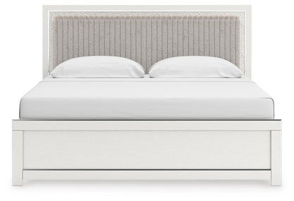 Birmonton King Upholstered Panel Bed, Dresser, Mirror and Nightstand