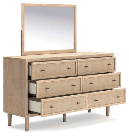 Cielden California King Upholstered Bed with Roll Slats, Dresser, Mirror, Chest and Nightstand