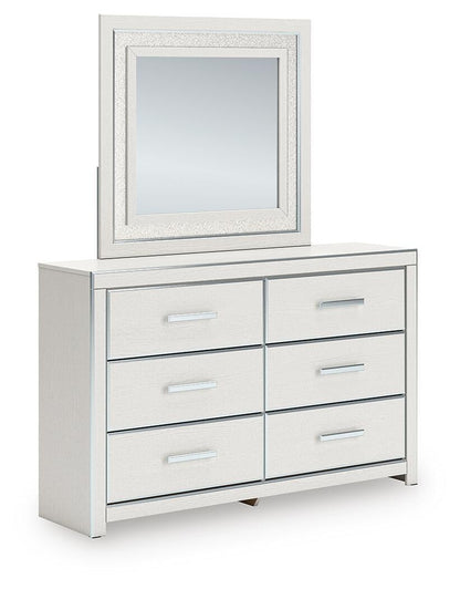 Birmonton King Upholstered Panel Platform Storage Bed, Dresser and Mirror