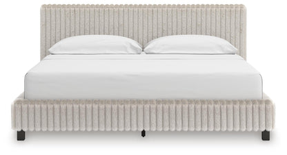 Birmonton California King Upholstered Bed, Dresser and Mirror