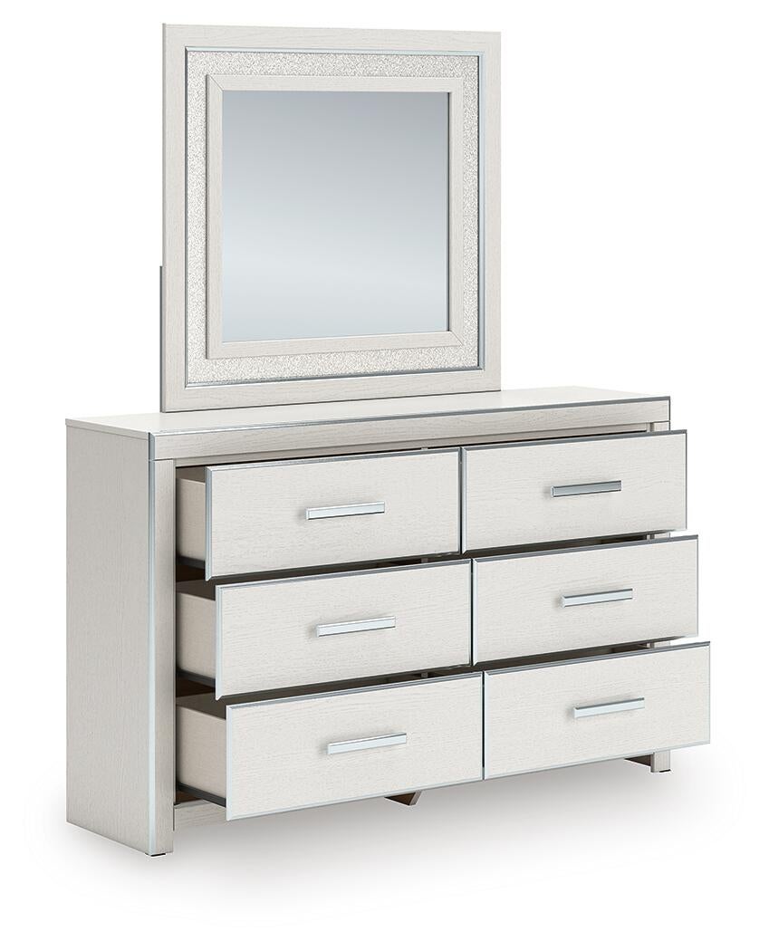 Birmonton King Upholstered Bed, Dresser and Mirror