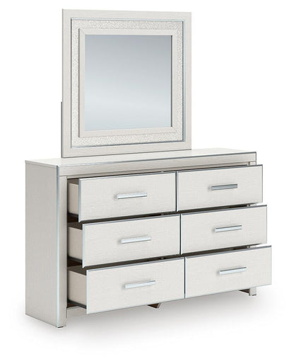 Birmonton Queen Upholstered Bed, Dresser and Mirror