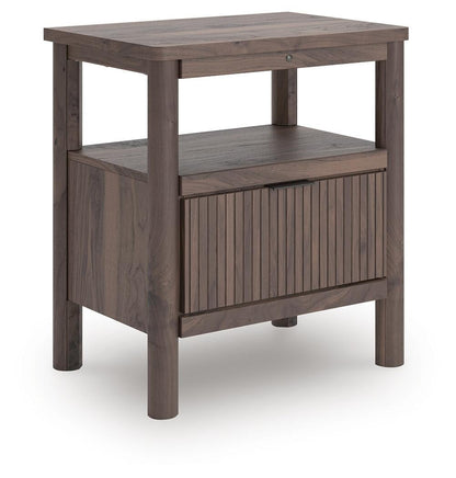 Cadmori Full Upholstered Panel Bed, Dresser, Mirror and Nightstand