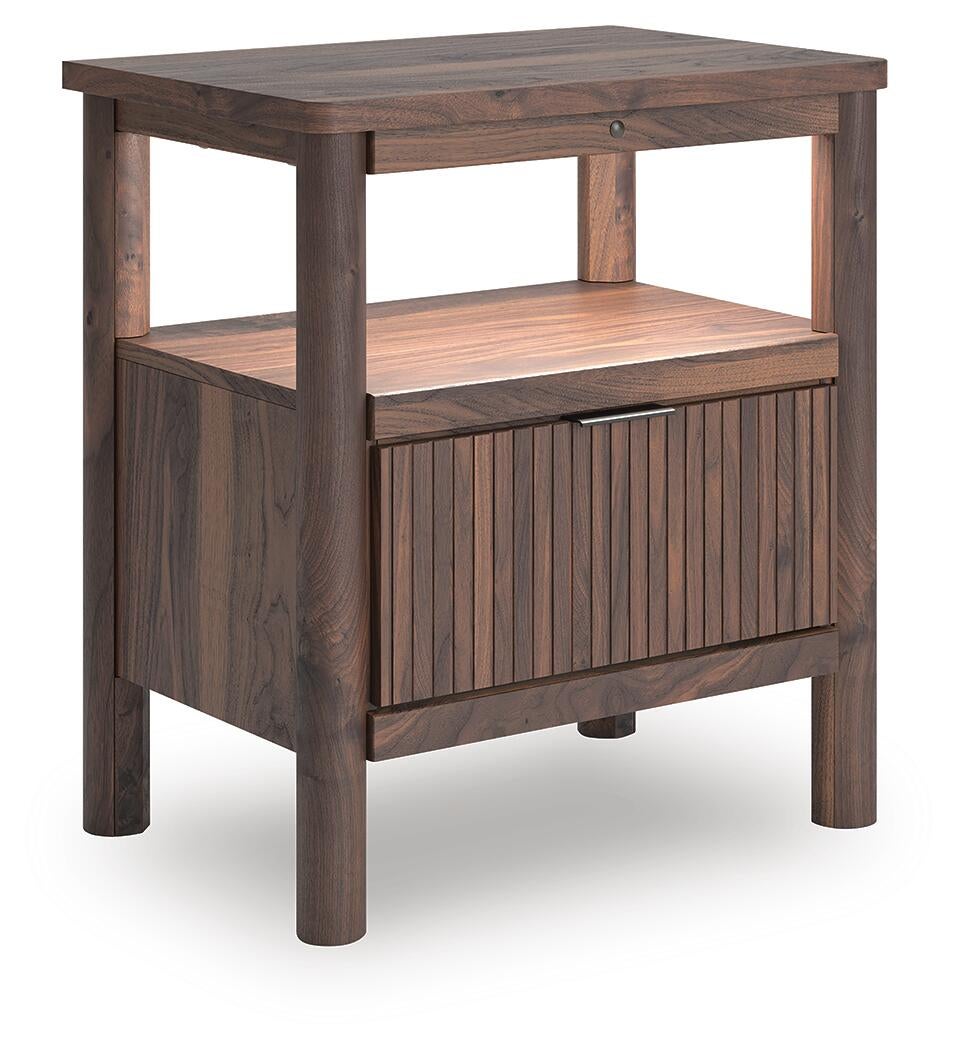 Cadmori Twin Upholstered Panel Bed, Dresser, Mirror and Nightstand
