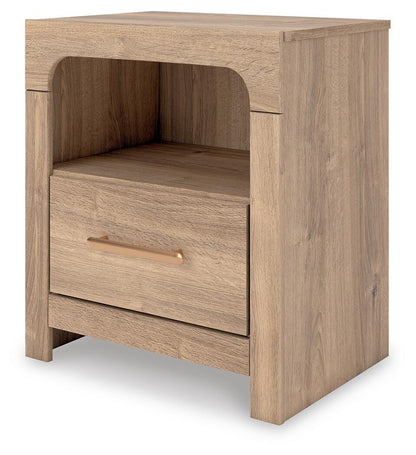 Hollymount King Upholstered Platform Bed, Dresser, Mirror and Nightstand