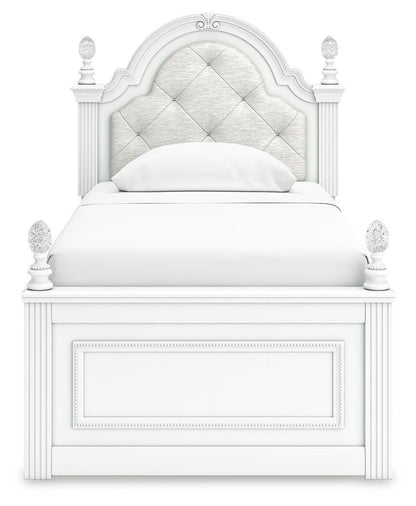 Maylilly Twin Upholstered Panel Storage Bed, Dresser and Mirror
