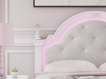 Maylilly Full Upholstered Panel Bed, Dresser, Mirror and Nightstand