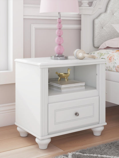 Maylilly Full Upholstered Panel Bed, Dresser, Mirror and Nightstand