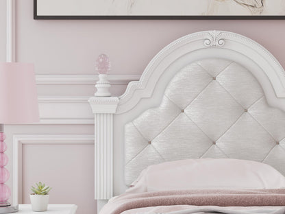 Maylilly Twin Upholstered Panel Bed, Dresser, Mirror and Nightstand