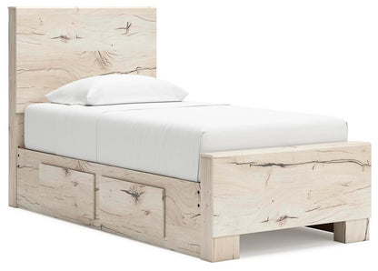 Lawroy Twin Panel Bed with Storage, Dresser, Mirror, Chest and Nightstand