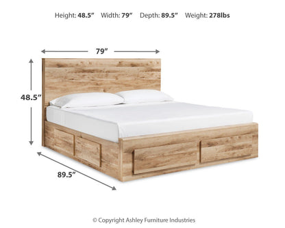 Hyanna King Panel Storage Bed with 2 Under Bed Storage Drawers, Dresser and Mirror