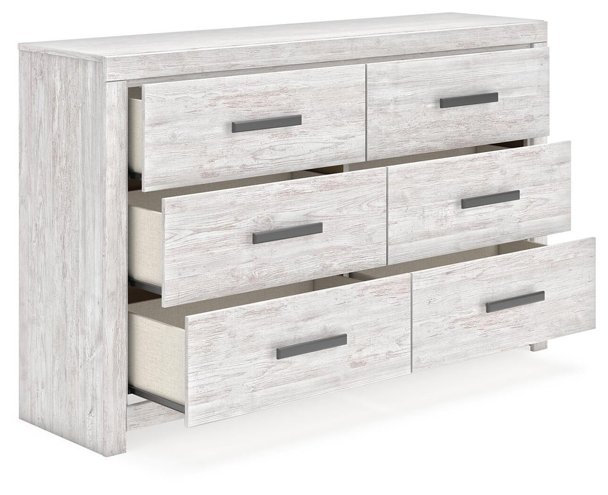 Cayboni Full Panel Bed with Mirrored Dresser