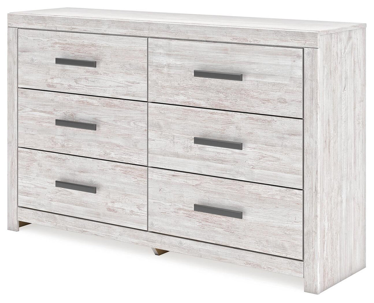 Cayboni Full Panel Bed with Mirrored Dresser